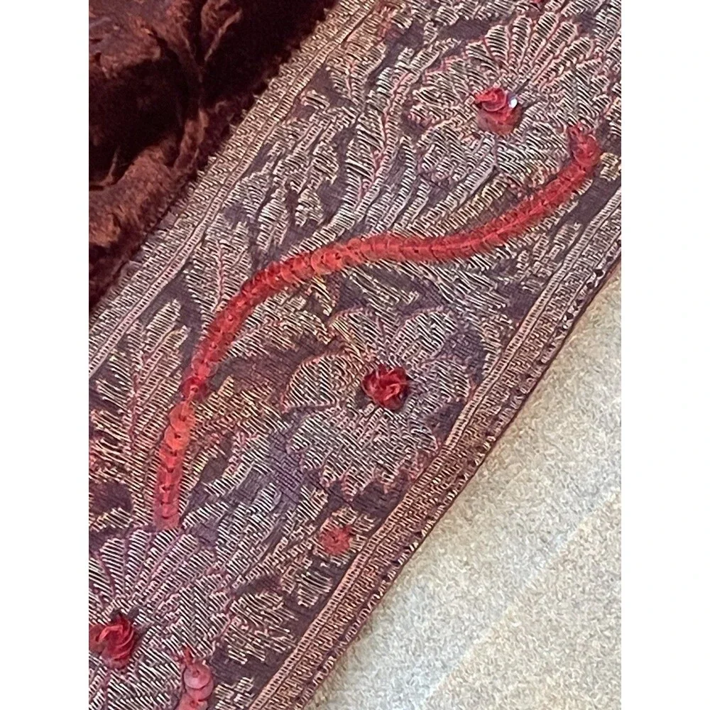 Vintage Velvet Beaded Table Runner 14x70